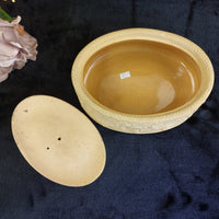 Thumbnail for Antique 1800s Wedgwood Yellow Jasperware Game Dish - Little crack & chips China.3