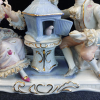 Thumbnail for Dresden Style Porcelain Couple with Birds cage –Worn Lace & Tip Damage Gilt 9in15