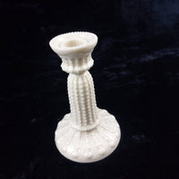 Thumbnail for Rare Milk Glass porcelain Candlestick Holder, Black Dot Chipped Rim & Base 6.5