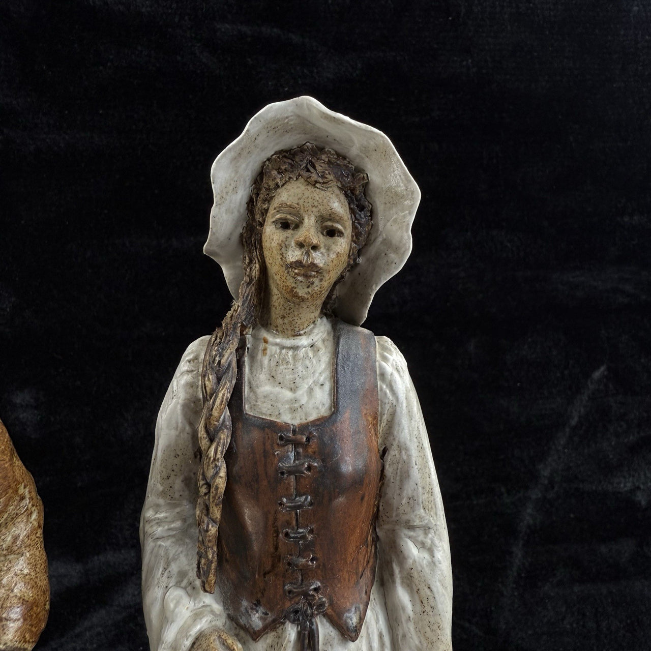 Vintage  Signed by JR Art Pottery fisherman and wife clay figurine set of 2 Rare16