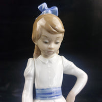 Thumbnail for NAO by Girl Lladro with Dog Figurine Spain 1987 White Blue Dress 9.5