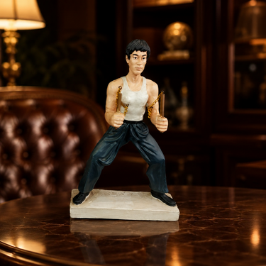 KLF Martial Arts Figurine Bruce Lee Style 9” Nunchucks Vintage Look Display.0