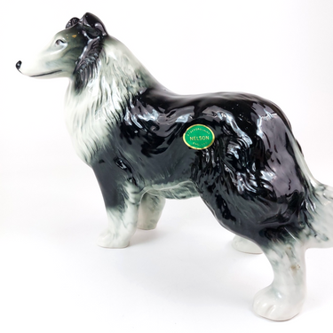 Vintage Nelson Staffordshire Ceramic Collie Figurine 1960s Collie bookself decor0