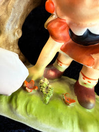 Thumbnail for Hummel Vintage style Porcelain Figurine of Children with a Bird on a Tree 7in10