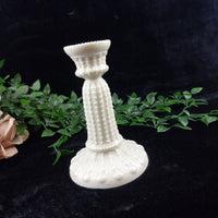 Thumbnail for Rare Milk Glass porcelain Candlestick Holder, Black Dot Chipped Rim & Base 6.5