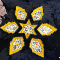 Thumbnail for Ceramic Floral Yellow Star Dish Set – Turkish Style 7-Piece Decorative Handmade5