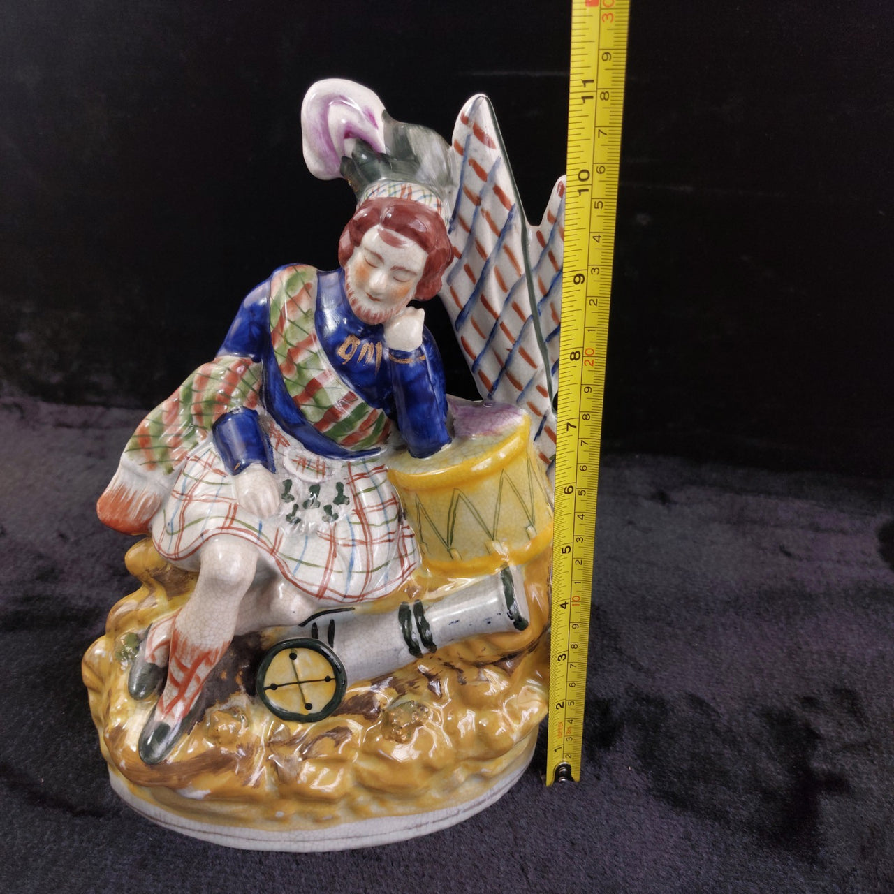 Antique Style Staffordshire 11" Pottery Figurine Sleeping Scotsman Decor10