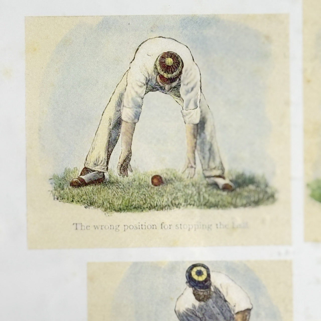 Lucien Davis Cricket Art Print Framed 19thC Illustrations Sport Scene Technique 10