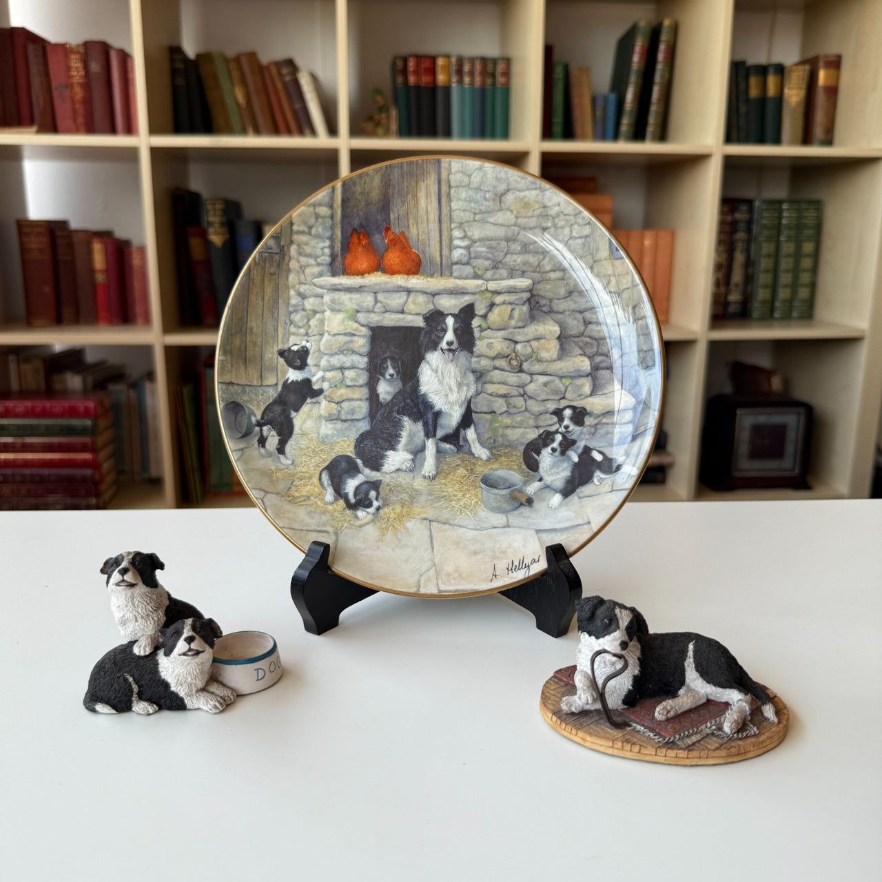 Border Arts Fine Collie Collection Jock's Pride Plate & Two Figurines,box Resin.16