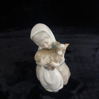 Thumbnail for Nao by Lladro Girl Figurine Spain Holding Lamb Animal Farm bookcase decor Lladró3