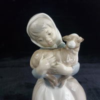 Thumbnail for Nao by Lladro Girl Figurine Spain Holding Lamb Animal Farm bookcase decor Lladró2