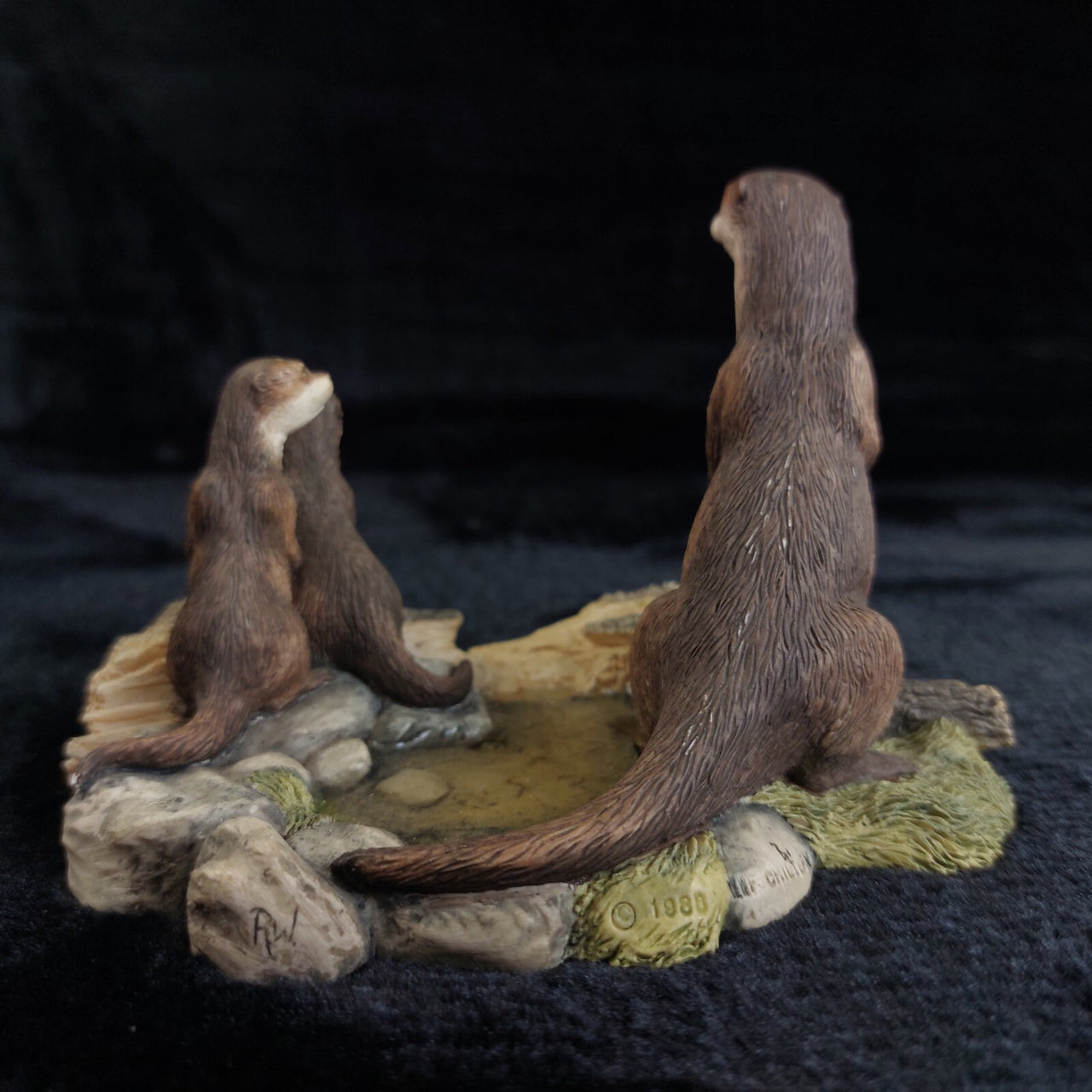 Border Arts Fine Otter Family Figurine 1988 MWF Chiltern Wildlife Handmade Scotl2