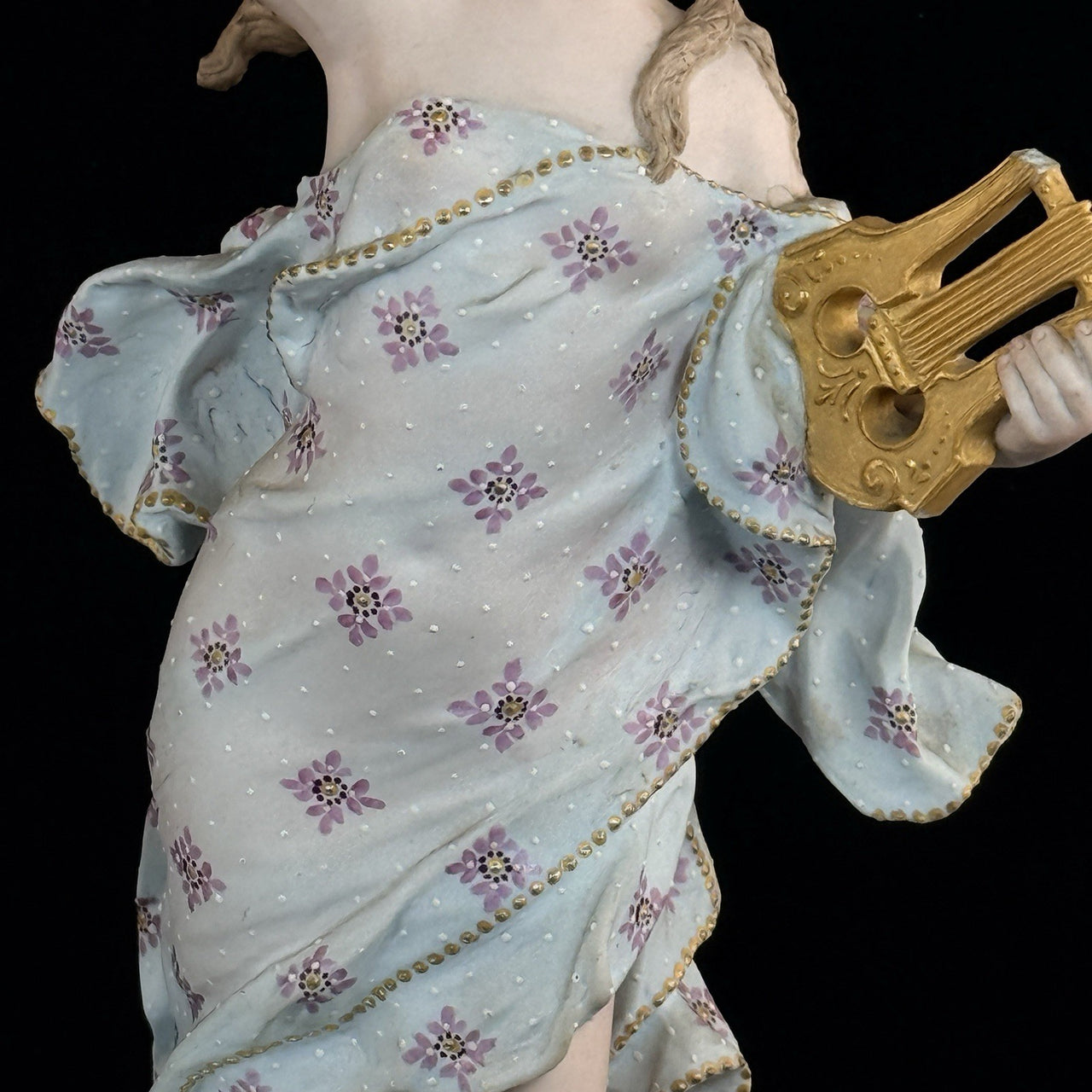 Augarten Vienna Porcelain Ladies Musician Figurines Lyre Pair Austria Antique se12