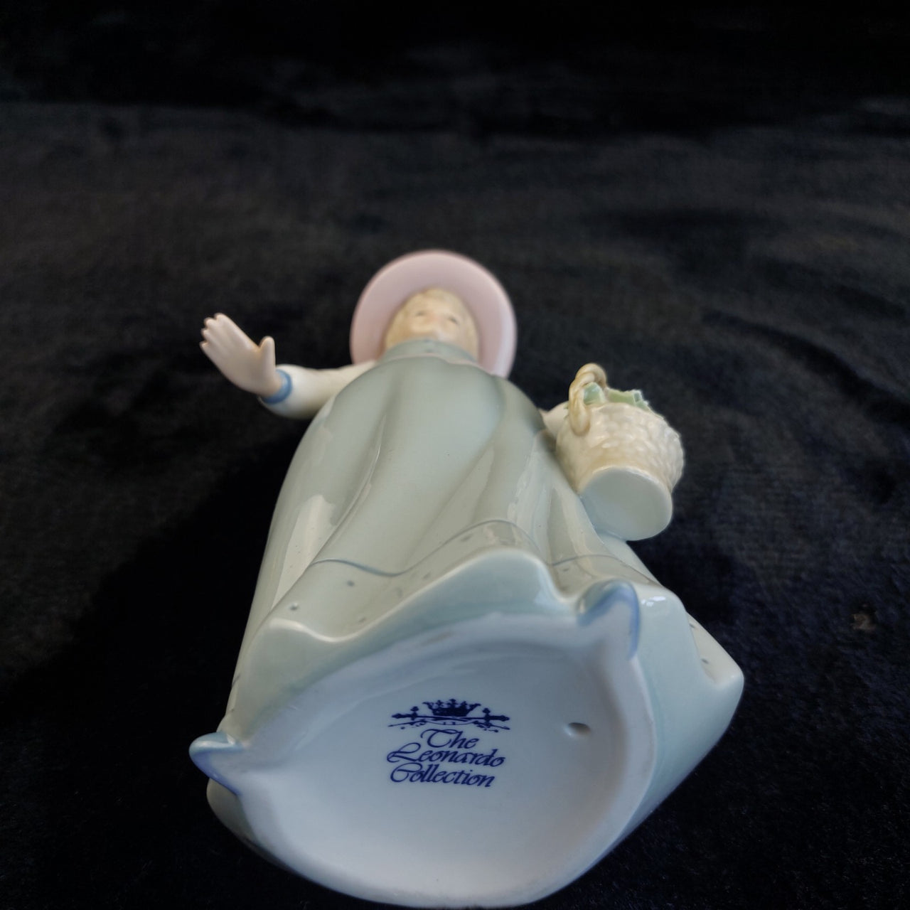 The Leonardo Girl Collection with Basket Blue Dress Figurine 7" Porcelain Flower11