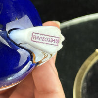 Thumbnail for Royal Worcester Tripod Vase Blue Cobalt Pink Rose Hand Painted Gilt Antique Styl13