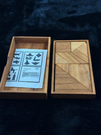 Thumbnail for Wooden Tangram Puzzle Teaser Brain Game Set with Box & Instructions – 7x4.5”0