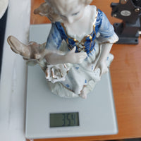Thumbnail for German Porcelain Figurine 8.5in Lady with Rose Blue Gold White see pics decor.10