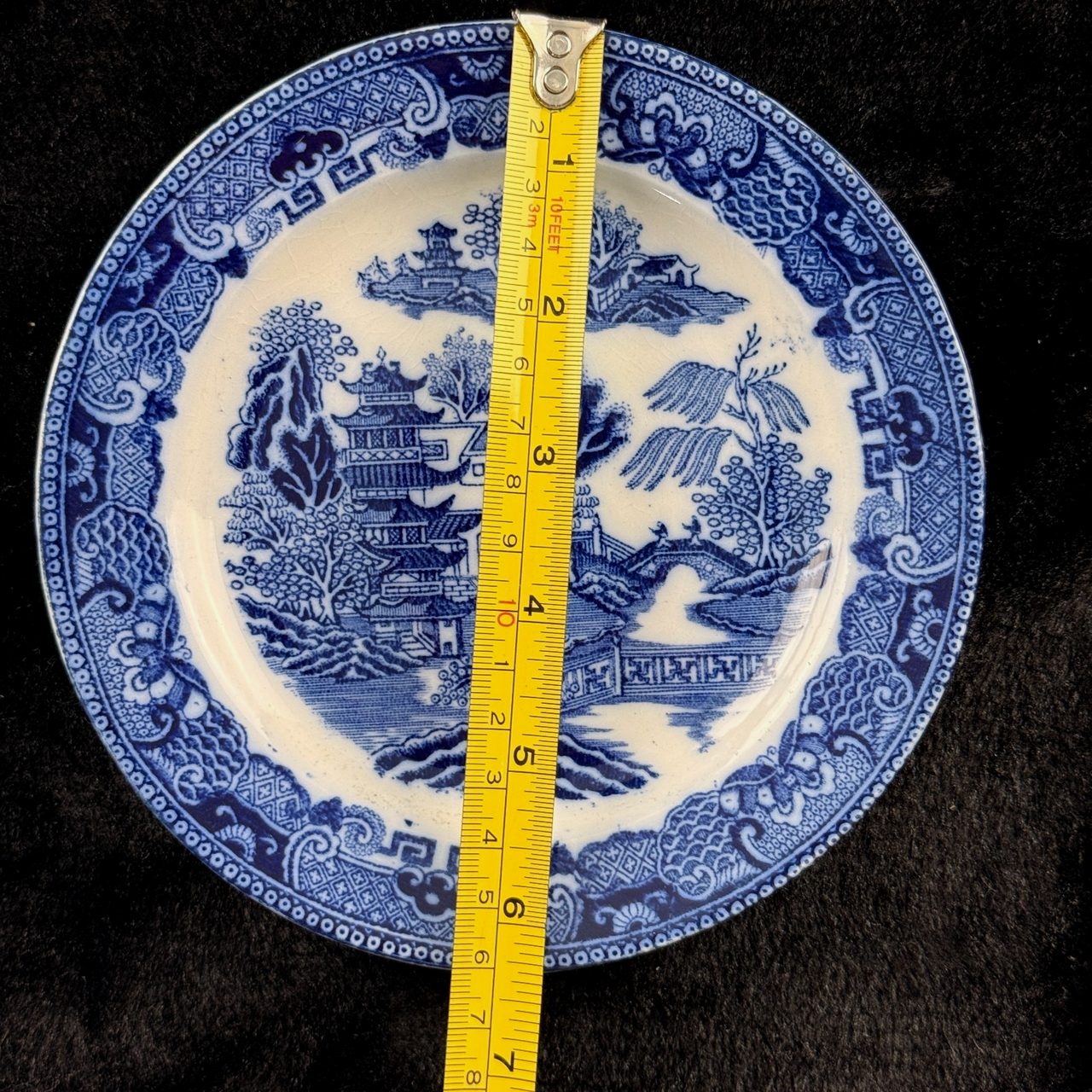 Maling Blue Willow 6.5" Plate England Vintage Porcelain Wall Hanging dec Crazing2