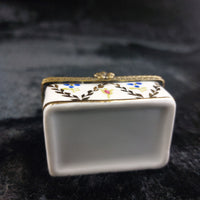 Thumbnail for Limoge Style Acceptable Porcelain Trinket Box Floral Hinged Rectangle jewellery10