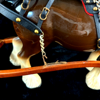 Thumbnail for Large Porcelain Draft Horse & Wooden Farm Wagon Carriage Model see the pics Set12