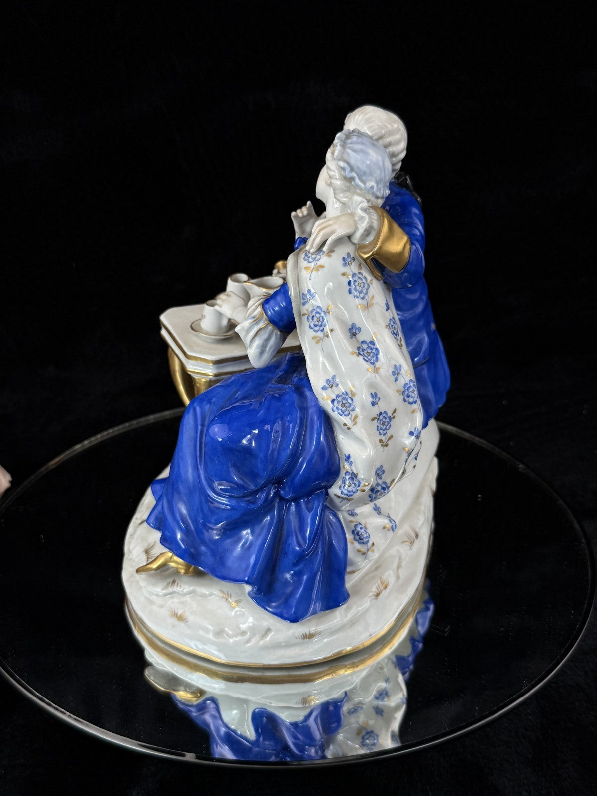 German Antique Porcelain Figurine: Rococo Couple at Tea by Scheibe-Alsbach 18th13