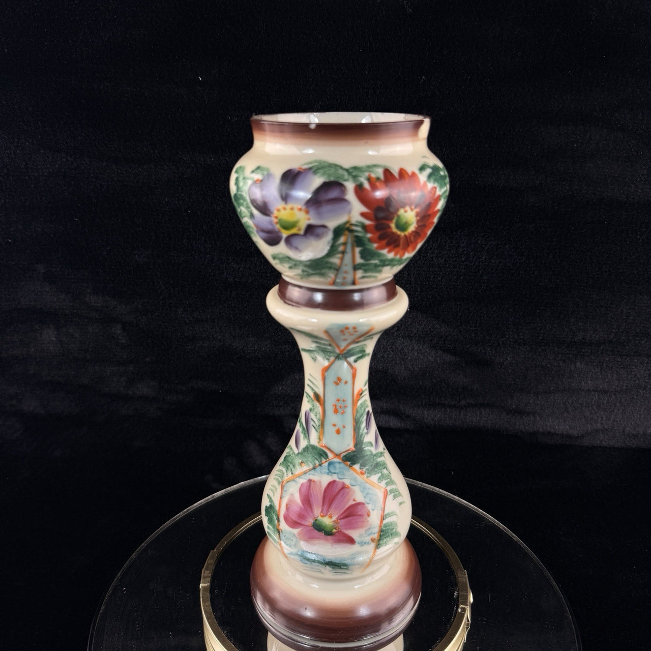 Milk Bohemian Glass Antique Vase 12” Floral Victorian Urn Form decor see pics1
