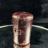 Thumbnail for Vintageantique Leather Travel Case Cylindrical Burgundy Snap Closure 1920s deco3