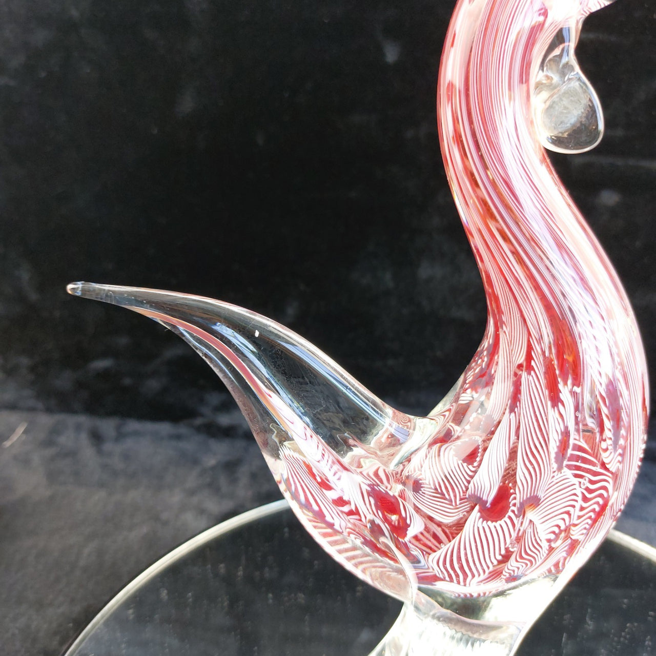 Murano Rooster Glass Pink Filigrana Art Hand Blown 1kg 10" Italian home decor5