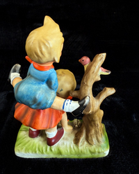 Thumbnail for Hummel Vintage style Porcelain Figurine of Children with a Bird on a Tree 7in4
