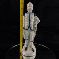 Thumbnail for Antique Porcelain decor Colonial Man Figurine White Blue Glaze 11