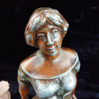 Thumbnail for Vintage Pecheuse Pecheur Fisherman & woman Statues Pair Patina Bronze Look4