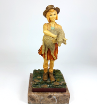 Thumbnail for Resin Figurine of Girl Holding Lamb on Marble Base 1455 gr 9.75