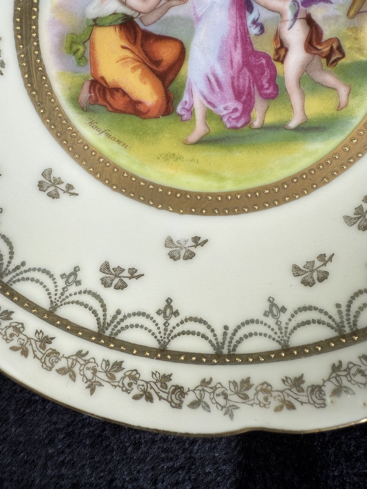 Vintage "Victoria Ware" beautiful Painting with F. Kaufmann Plate and Gold Trim5