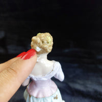Thumbnail for German Porcelain Lady Figurine Holding Mask Flowered Dress Victorian Antique9