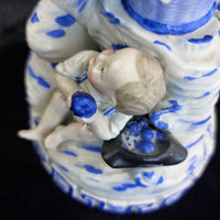 Thumbnail for Porcelain Mother Child Figurine Basket Antique German White Blue Ceramic decor6