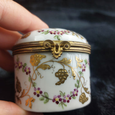 Le Tallec Paris Grape Vine Porcelain jewellery Box Hand Trinket  Painted France1