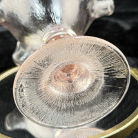 Thumbnail for French Pink Amber Glass Compote Bowl Ruffled Pedestal 6.5” Vintage Elegant7