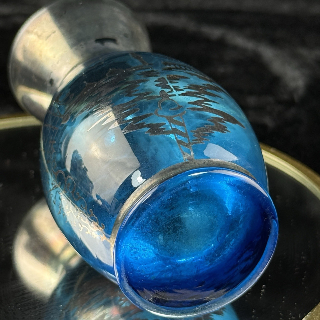 Schott Zwiesel Blue Glass Vase Florida Design Heinrich Löffelhardt Vintage 5”7