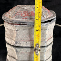 Thumbnail for Antique 19th Century Stone Trinket Box Red Floral Relief Lid 5