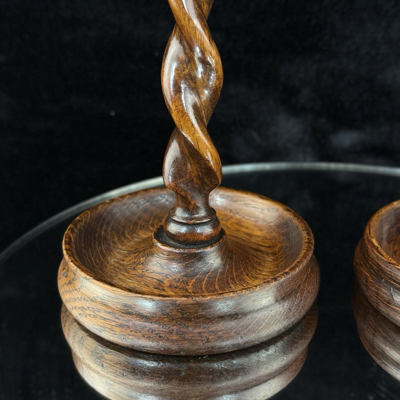 Antique Twist Barley Wood Candlesticks 8” Pair candle Holders English Brass.2