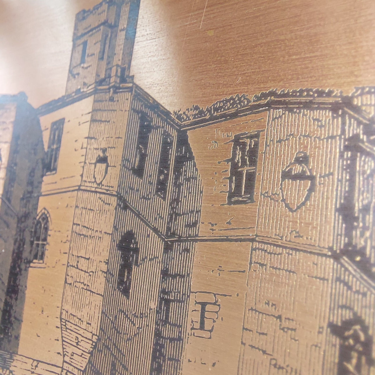 Rare Framed Copper Etching Warkworth Castle North-East View  Artwork  24x17.5 cm5
