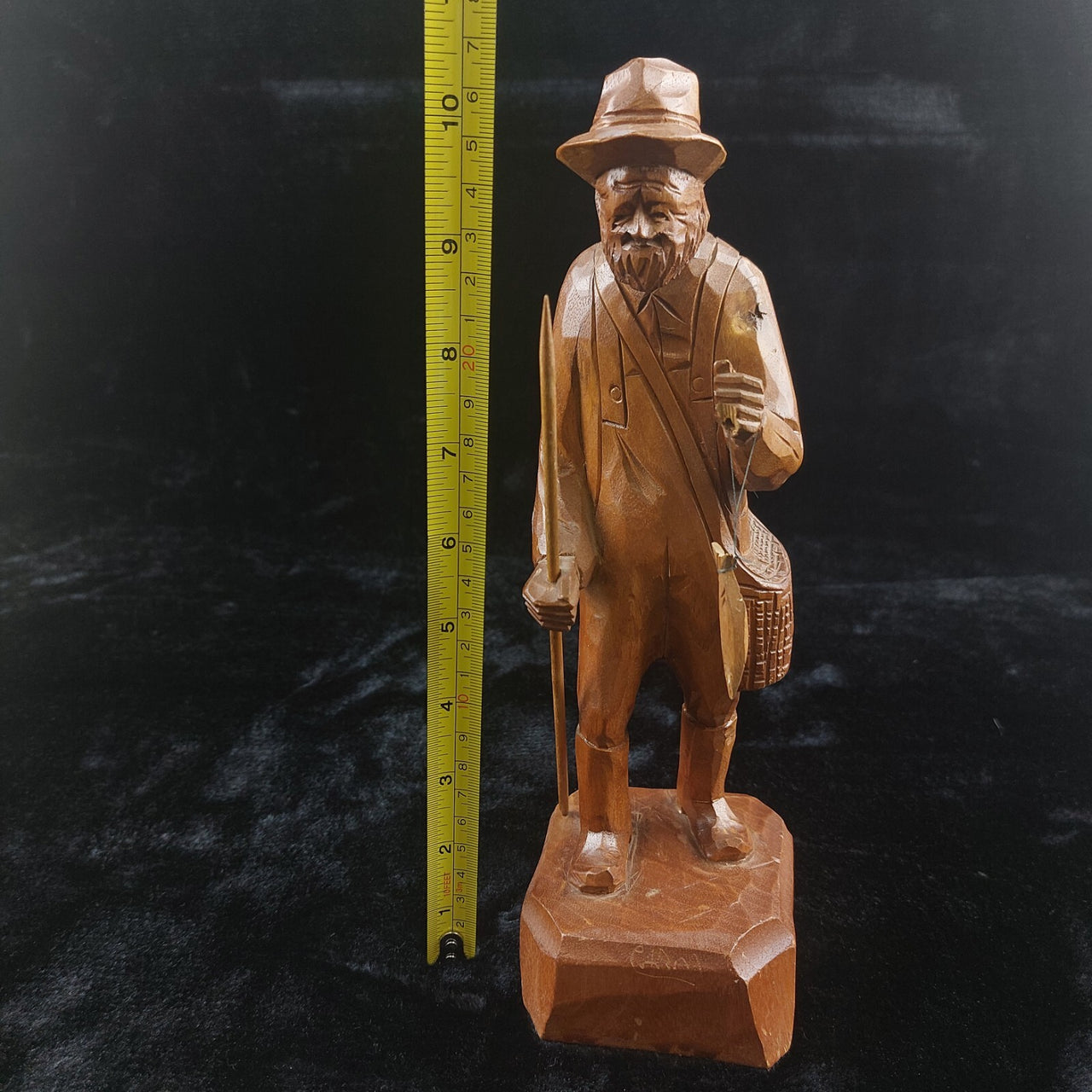 Wooden Vintage SculptureFisherman -Folk Art - Jocelyn Caron - Chipped Hand22