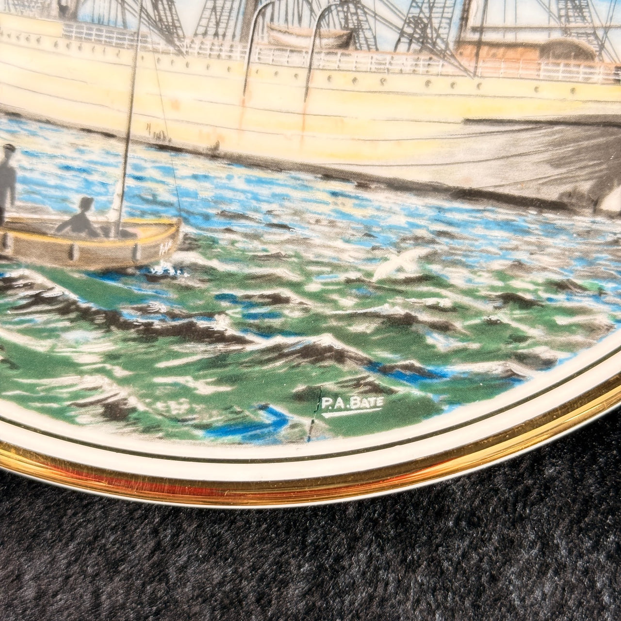 Edwardian China Bone Tall Ships Plate Set – France II & Herzogin Cecilie – P.A.7