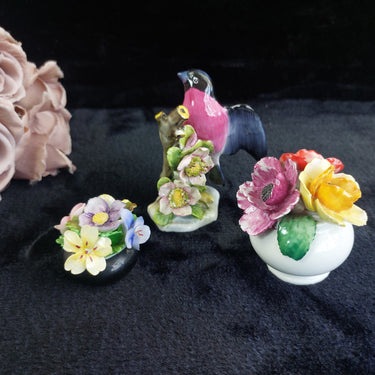 Royal Adderley Bullfinch Floral Figurines Lot – Acceptable Chips England Bone Ch0