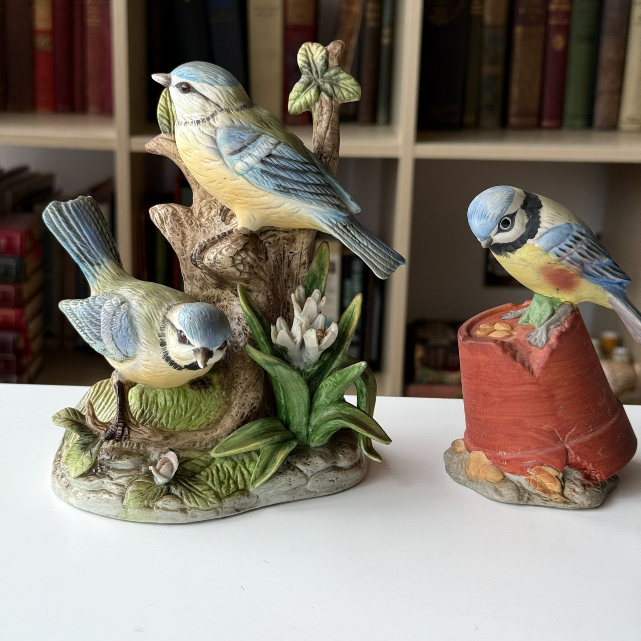 Alfretto Porcelain Tit Blue Bird Figurines Set of 2 Collectors Series 7" Medium.23