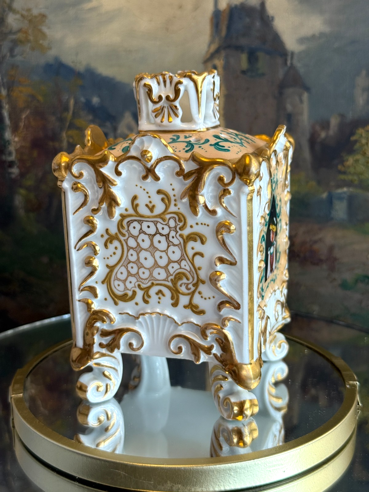 Rare Antique Porcelain Victorian Potpourri Jar /vase/ box German/Dresden Style3