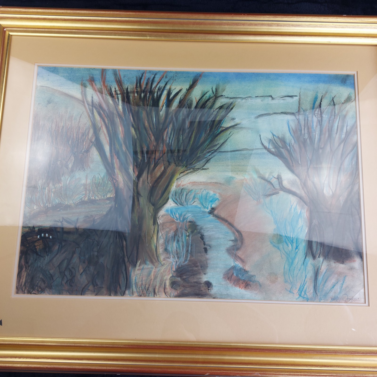 Wendy Original Draycott Pastel Artwork – Framed River Landscape Painting Canvas12