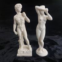 Thumbnail for Michelangelo David & Female Nude Sculpture Pair – 9.5