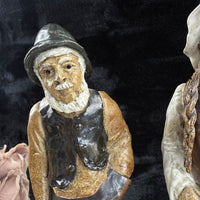 Thumbnail for Vintage  Signed by JR Art Pottery fisherman and wife clay figurine set of 2 Rare15