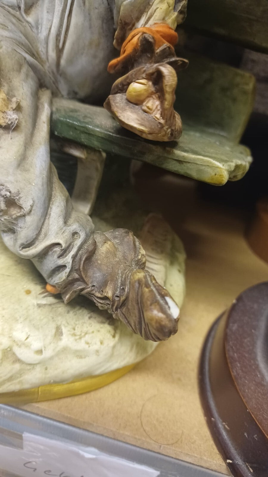 Original Merli Bruno Figurine Capodimonte Italy old Man on Bench with Squirrel13
